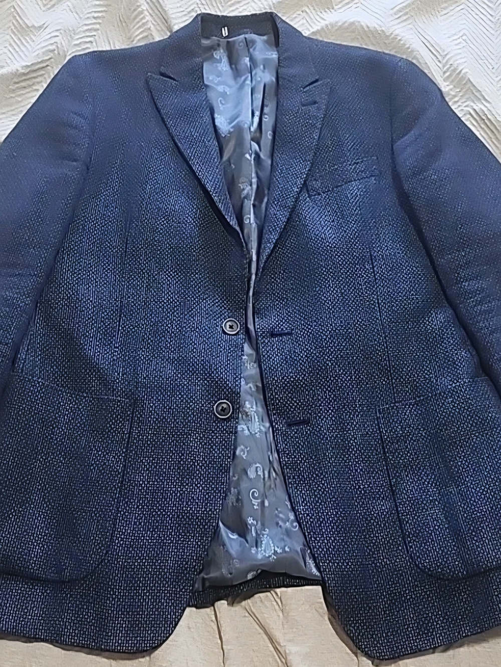 Joseph Abboud Comero Dark Blue Men's Size 42L Linen Wool Blend Sport Coat